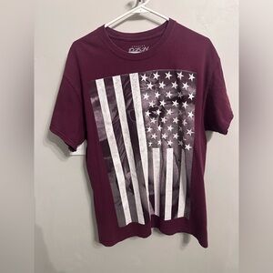 Men's T-Shirt American Flag POPULAR POISON 4th of July White Tee - Size Large